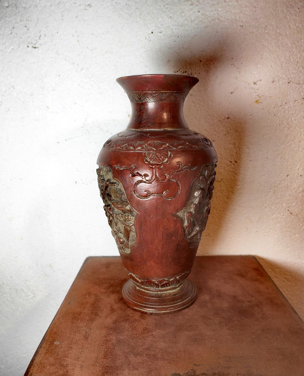 Pretty Small Terracotta Vase, Decorated With Figures & Pagodas, Chinese Circa 1900-photo-2