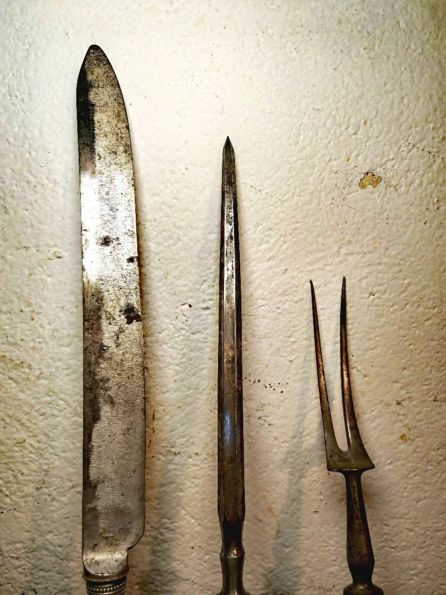 Beau Service à Découper, Bois De Cerf, Montures Argent, Chasse, Vennerie, Anglais XIXe Siècle -photo-3