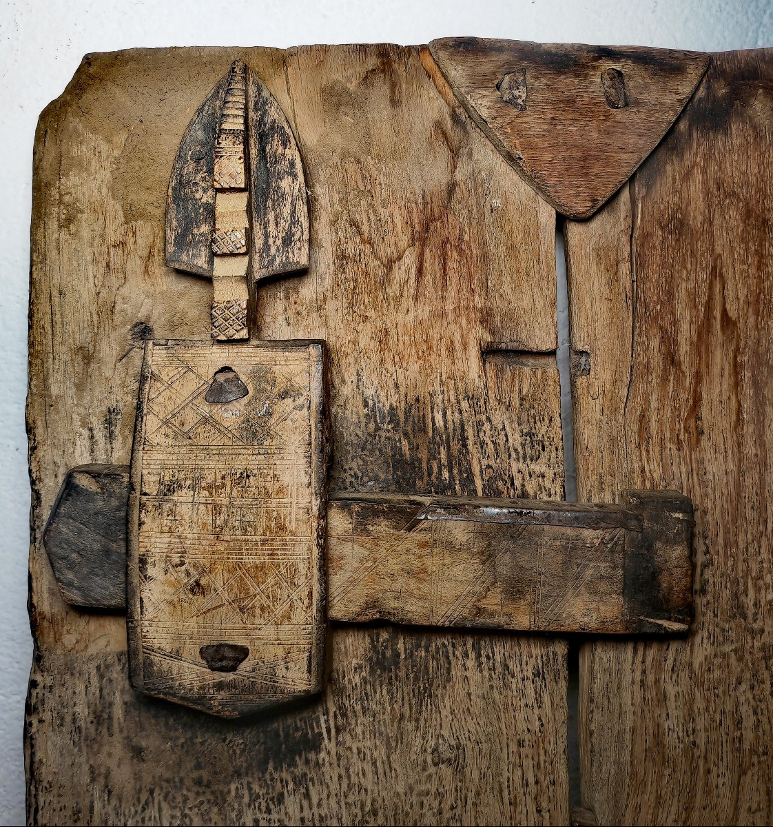 Beautiful Granary Door, Wood & Iron, Mali Dogon, Early 20thc, Great Patina-photo-2