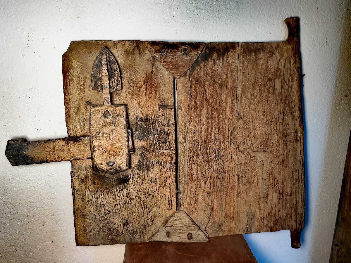 Beautiful Granary Door, Wood & Iron, Mali Dogon, Early 20thc, Great Patina-photo-7