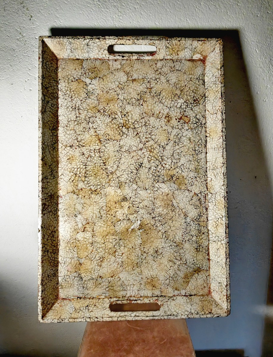 Important Plateau Rectangulaire en Laque Coquille d'œuf, Vietnam XiXe siècle -photo-1