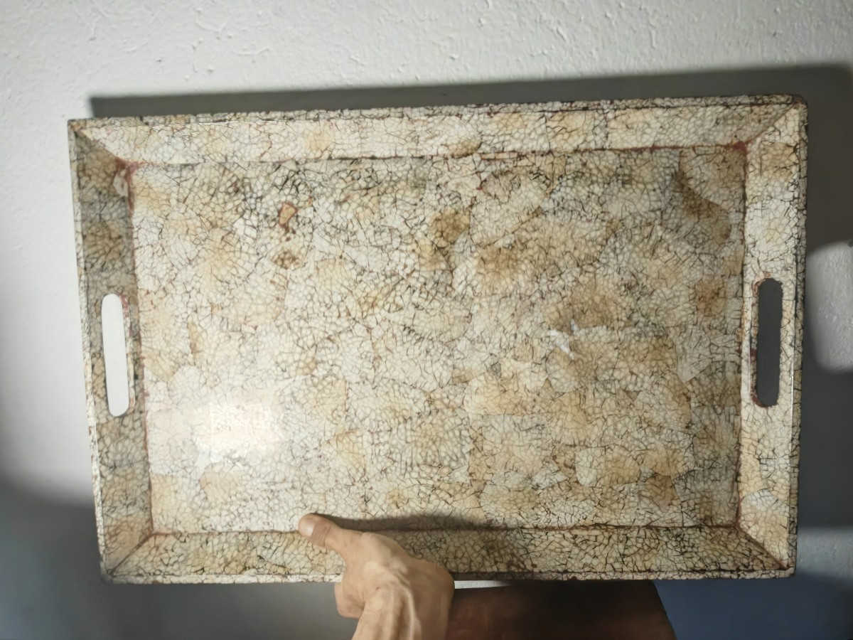 Important Plateau Rectangulaire en Laque Coquille d'œuf, Vietnam XiXe siècle -photo-4