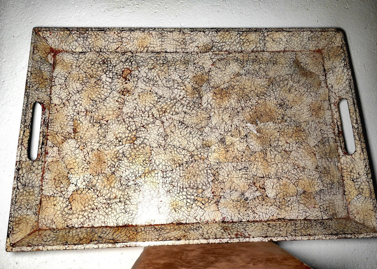 Important Plateau Rectangulaire en Laque Coquille d'œuf, Vietnam XiXe siècle 