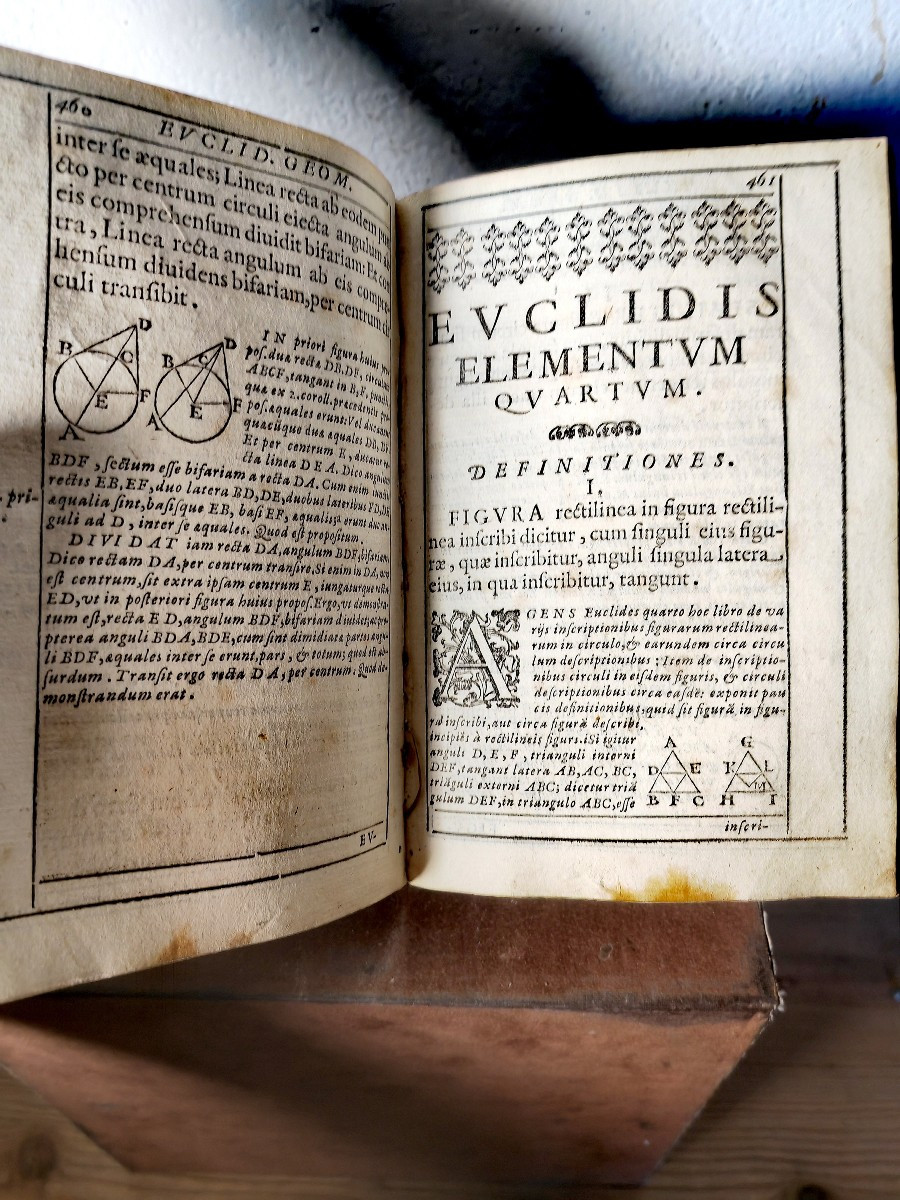 Rare Vellum Book, Study Of Geometry 1603, Euclidis Elementorum Libri XV Christophoro Clavio-photo-3