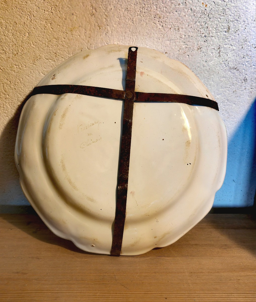 Beautiful Strasbourg Earthenware Plate, Les Islettes Factory, 18th Century Chinese Decor -photo-4