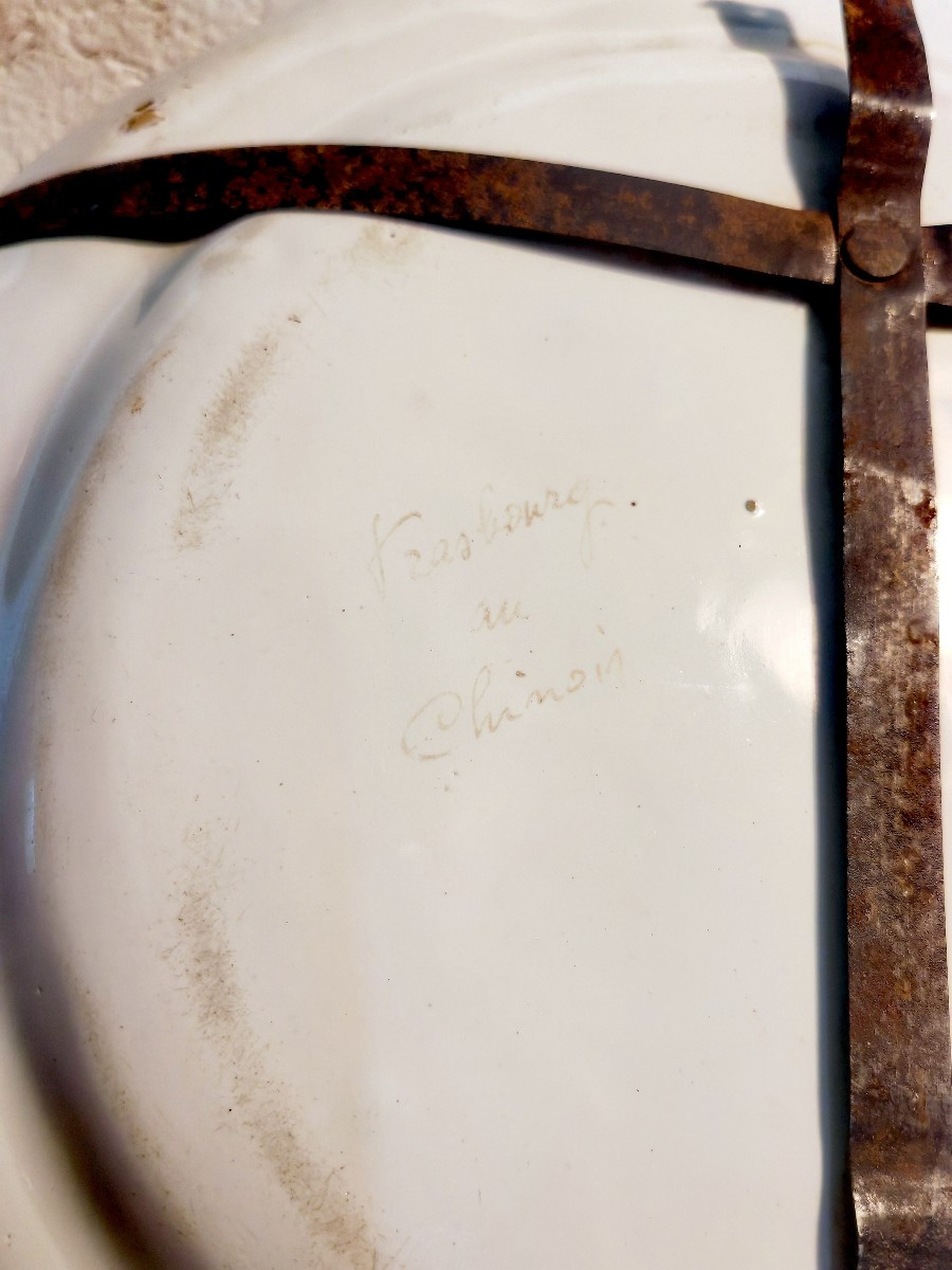 Beautiful Strasbourg Earthenware Plate, Les Islettes Factory, 18th Century Chinese Decor -photo-1