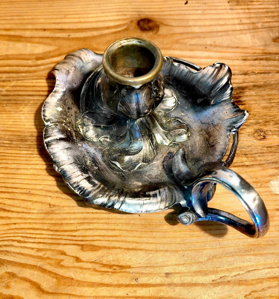 2 Beautiful Silver-plated Pewter Items, Art Nouveau, Candlesticks And Match Holders, Wmf-photo-2