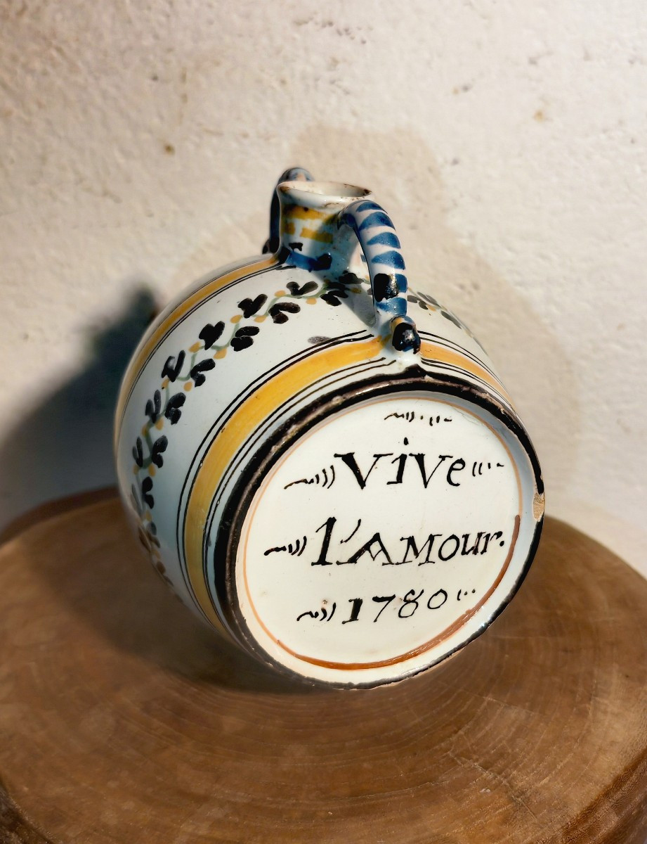 Rare &beautiful 18th Century Nevers Earthenware Barrel, Vive Le Roy, Vive l'Amour1780-photo-3
