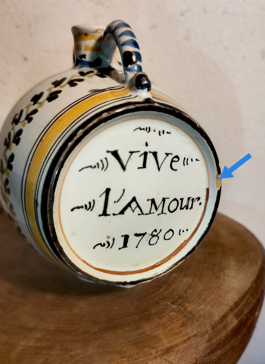 Rare &beautiful 18th Century Nevers Earthenware Barrel, Vive Le Roy, Vive l'Amour1780-photo-3