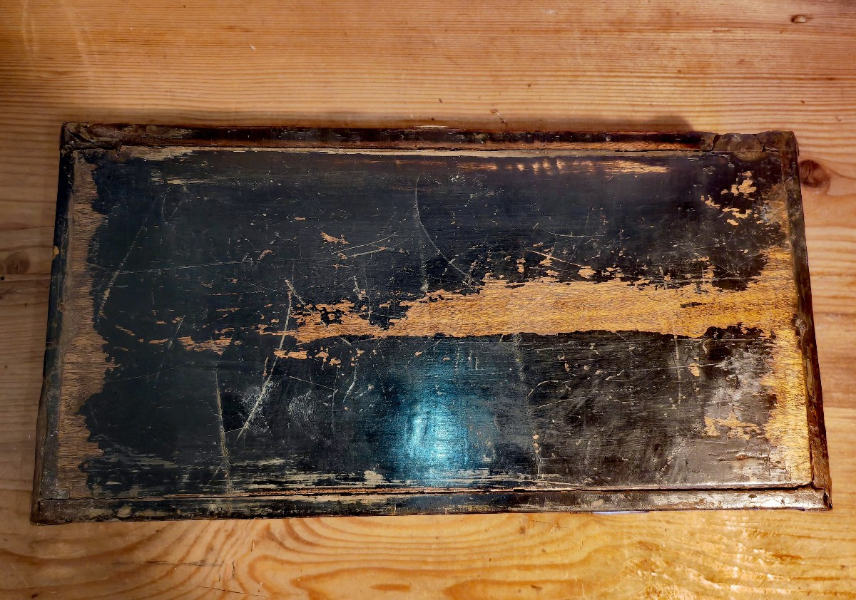 Joli Coffret en Bois laqué, Montures Laiton Argenté, Possible Huanghuali, Chine XiXe -photo-4