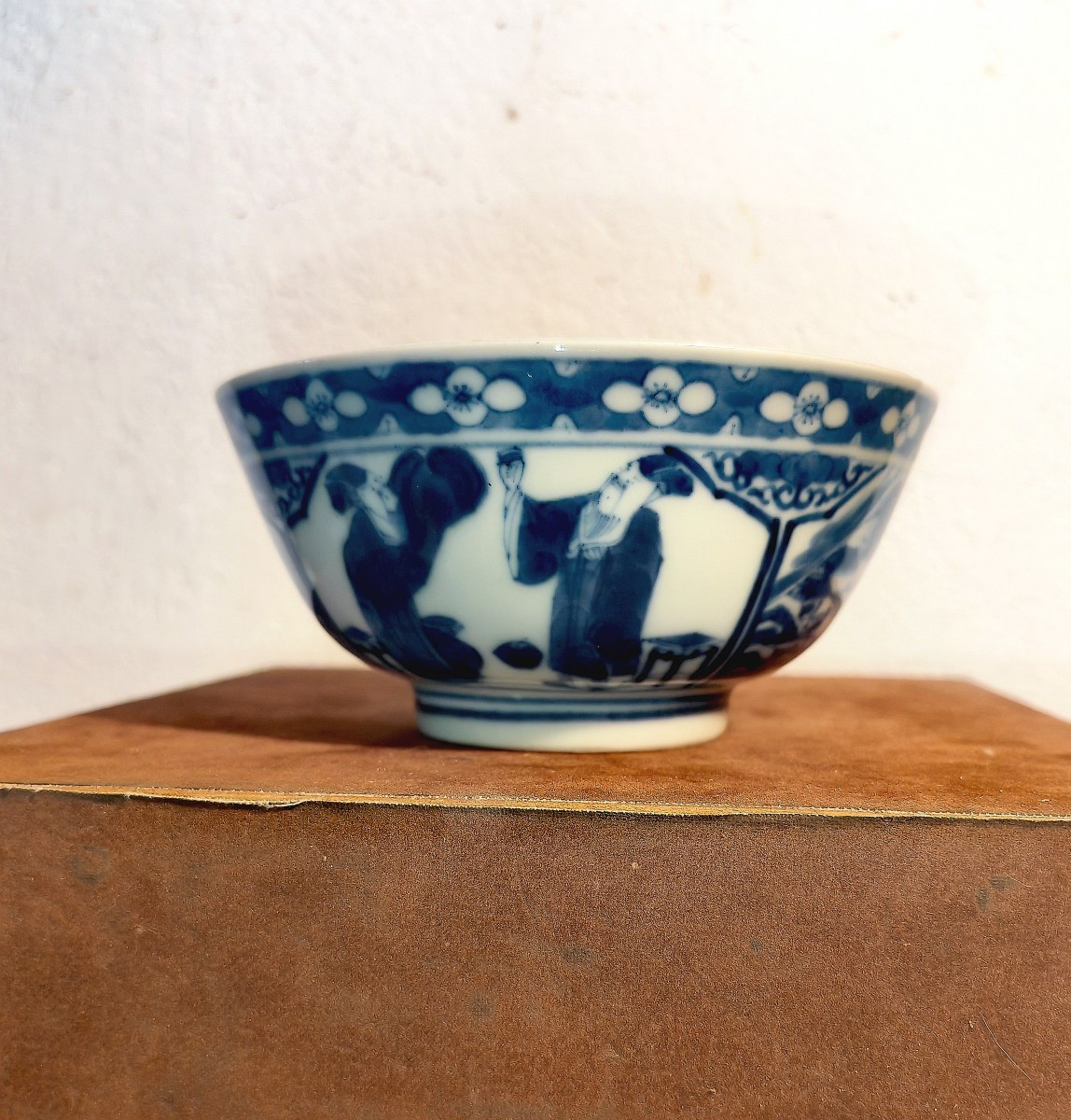 Nice Chinese Porcelain Bowl,  Blue&white Scholars Decor, Apocryphal Kangxi Mark, Late 19thc