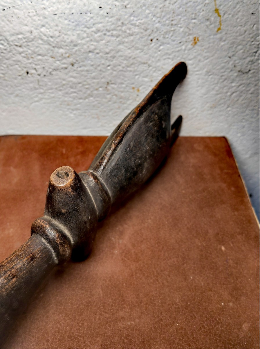 Beautiful Carved Wooden Whistle, Zoomorphic, Buffalo, Great Patina, Mossi Burkina Faso 20thc-photo-4