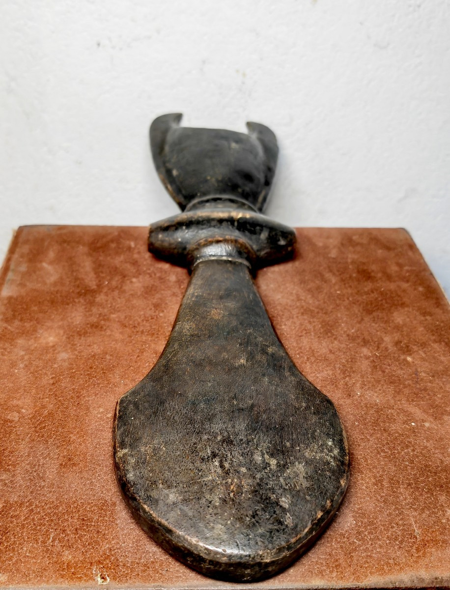Beautiful Carved Wooden Whistle, Zoomorphic, Buffalo, Great Patina, Mossi Burkina Faso 20thc-photo-2