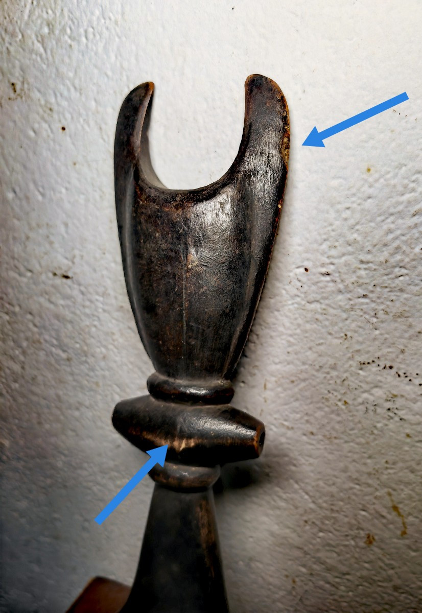 Beautiful Carved Wooden Whistle, Zoomorphic, Buffalo, Great Patina, Mossi Burkina Faso 20thc-photo-4
