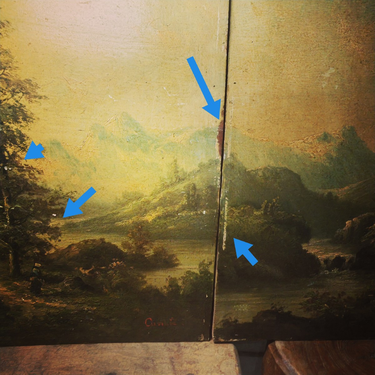 Beautiful Pair Of Paintings, Mountainous Landscape, Italy Or Switzerland, Signature, 19thc-photo-2