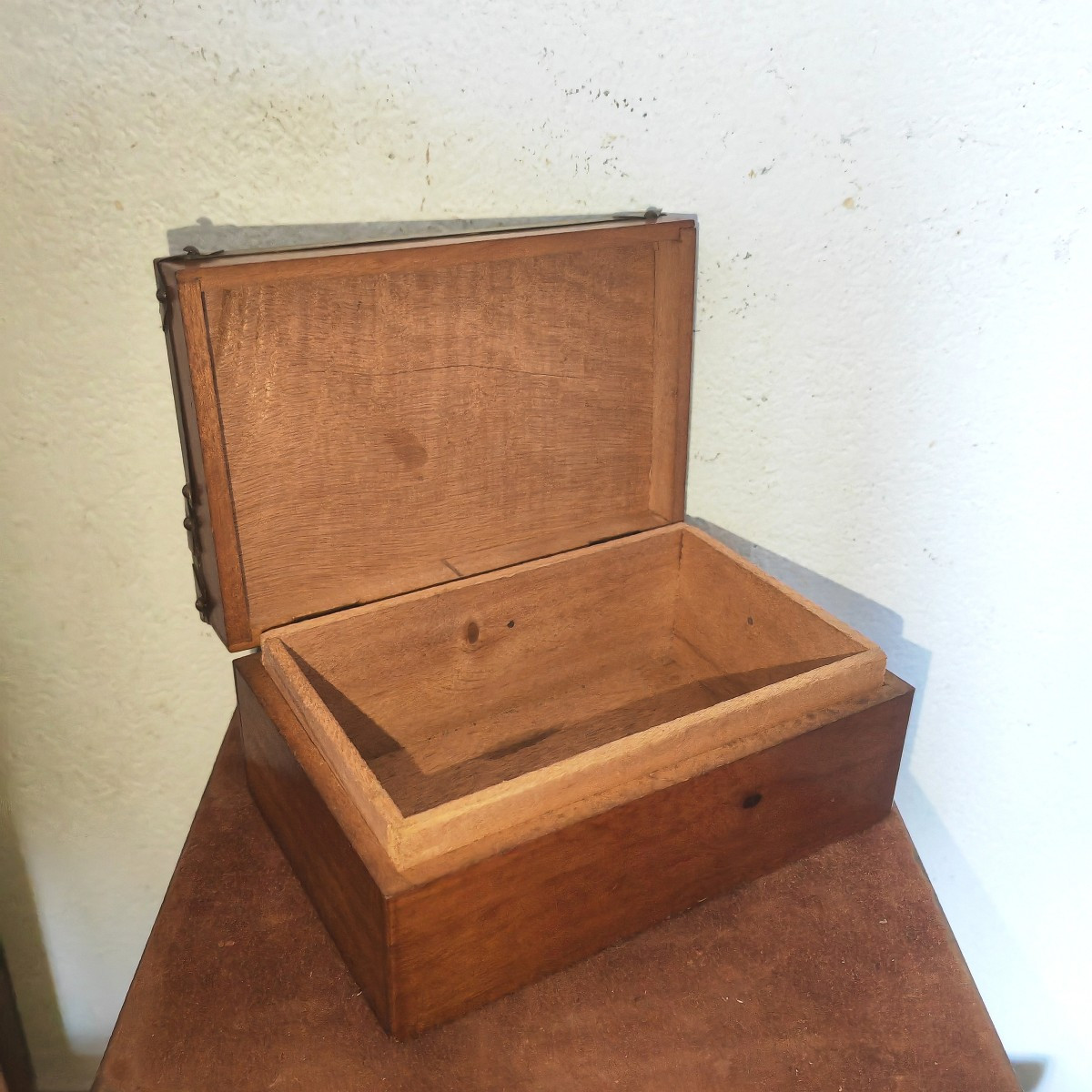 Jolie Boîte Maison Boissier à Paris, Trompe l'œil Enveloppe, Bois Fruitier et Laiton XiXe -photo-3