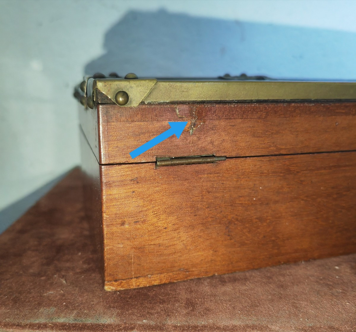 Jolie Boîte Maison Boissier à Paris, Trompe l'œil Enveloppe, Bois Fruitier et Laiton XiXe -photo-4