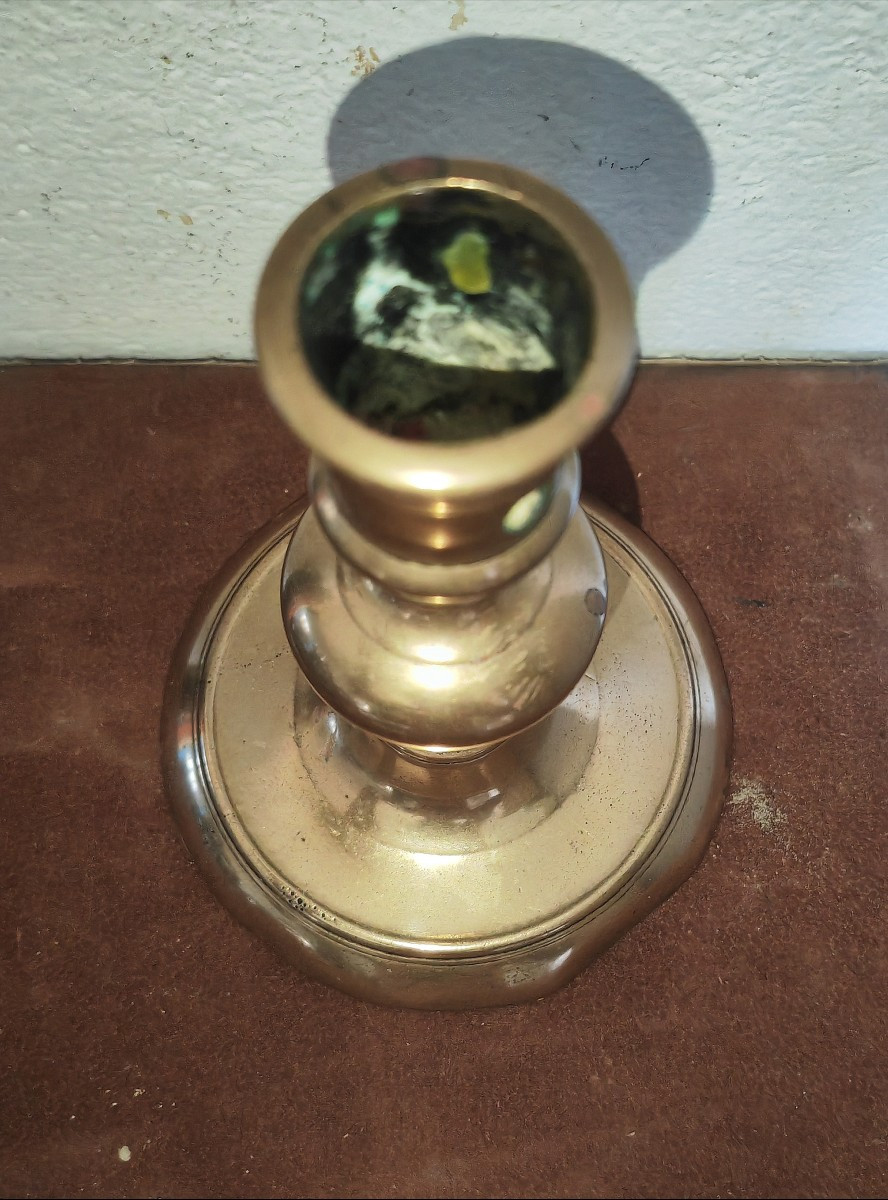 Beautiful Bronze Candlesticks, Onion Shaped, France, 17th Century -photo-4