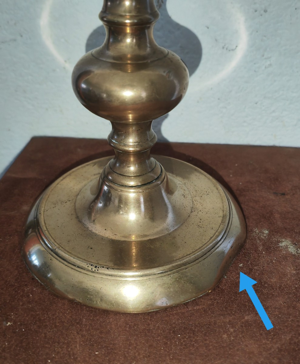 Beautiful Bronze Candlesticks, Onion Shaped, France, 17th Century -photo-1