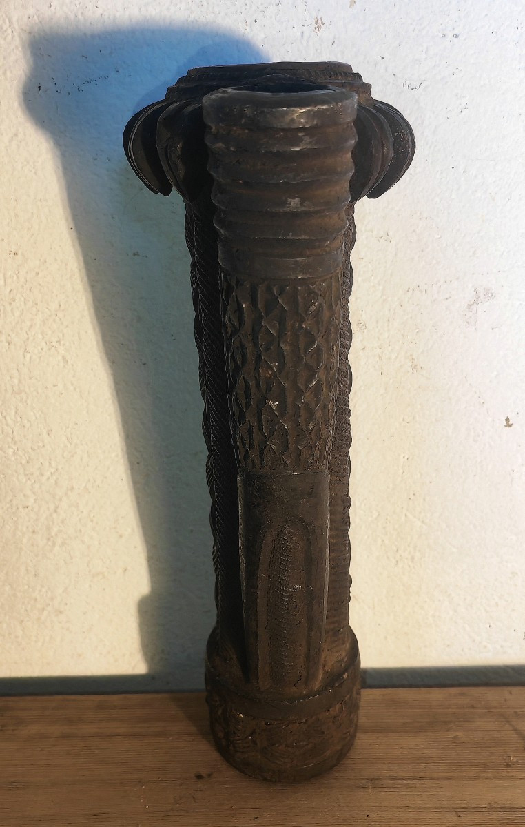 Important Fourneau de Pipe à Tabac en Terre Cuite, Cameroun, Décor Araignées, XXe Siècle -photo-3