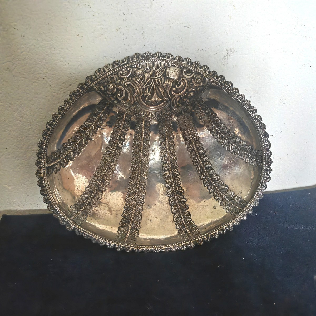 Jolie Coupe Forme Coquille en Argent, Décor Allegorie de l'armée, Palmettes, Fin XiXe -photo-2