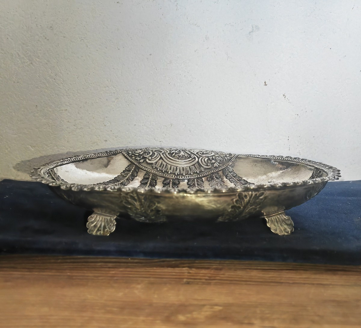 Jolie Coupe Forme Coquille en Argent, Décor Allegorie de l'armée, Palmettes, Fin XiXe -photo-4