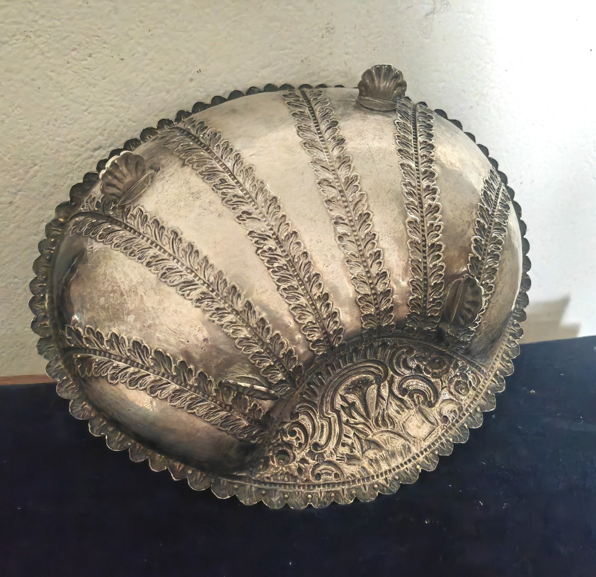 Jolie Coupe Forme Coquille en Argent, Décor Allegorie de l'armée, Palmettes, Fin XiXe -photo-2