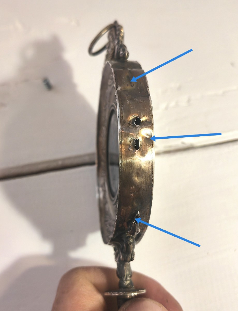 Rare et Curieux Face à Main de Berceau, Miroir au Mercure, Argent et Nacre, Angleterre XiXe -photo-3