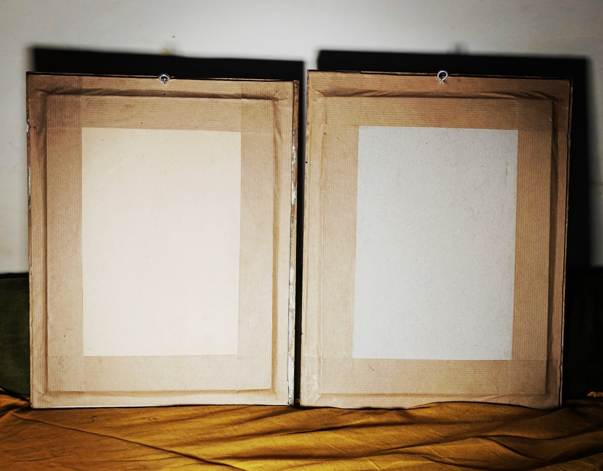 Paire de Tableaux, Composition en Cheveux, Décor Floral,  XiXe siècle -photo-3