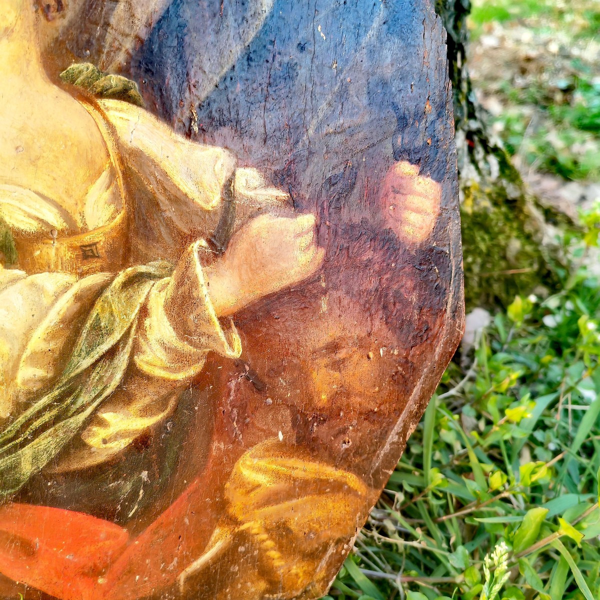 Beautiful Painting On Wood Panel, Judith And Holoferne, 18th Century -photo-4