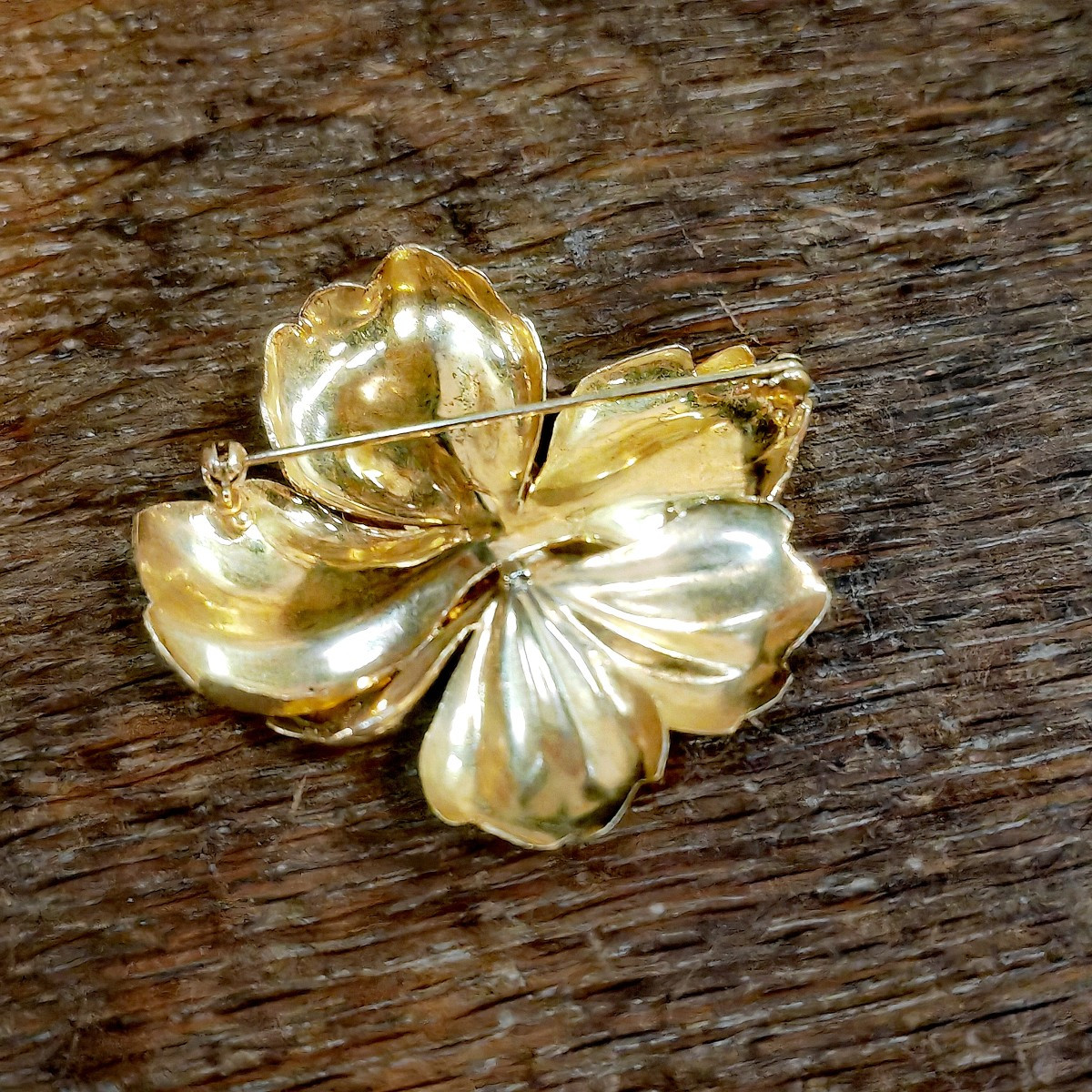 Belle Broche en Or Jaune 9 ou 12 Carats, Fleur éclatée, Jolie qualité, Époque inconnue -photo-4