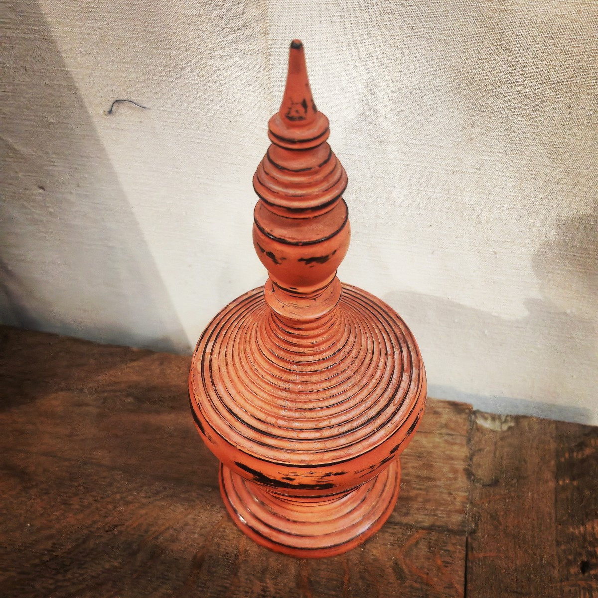 Jolie Boîte à Offrande de Forme Stupa, Laque Noir et Rouge, Birmanie  XiXe siècle -photo-2