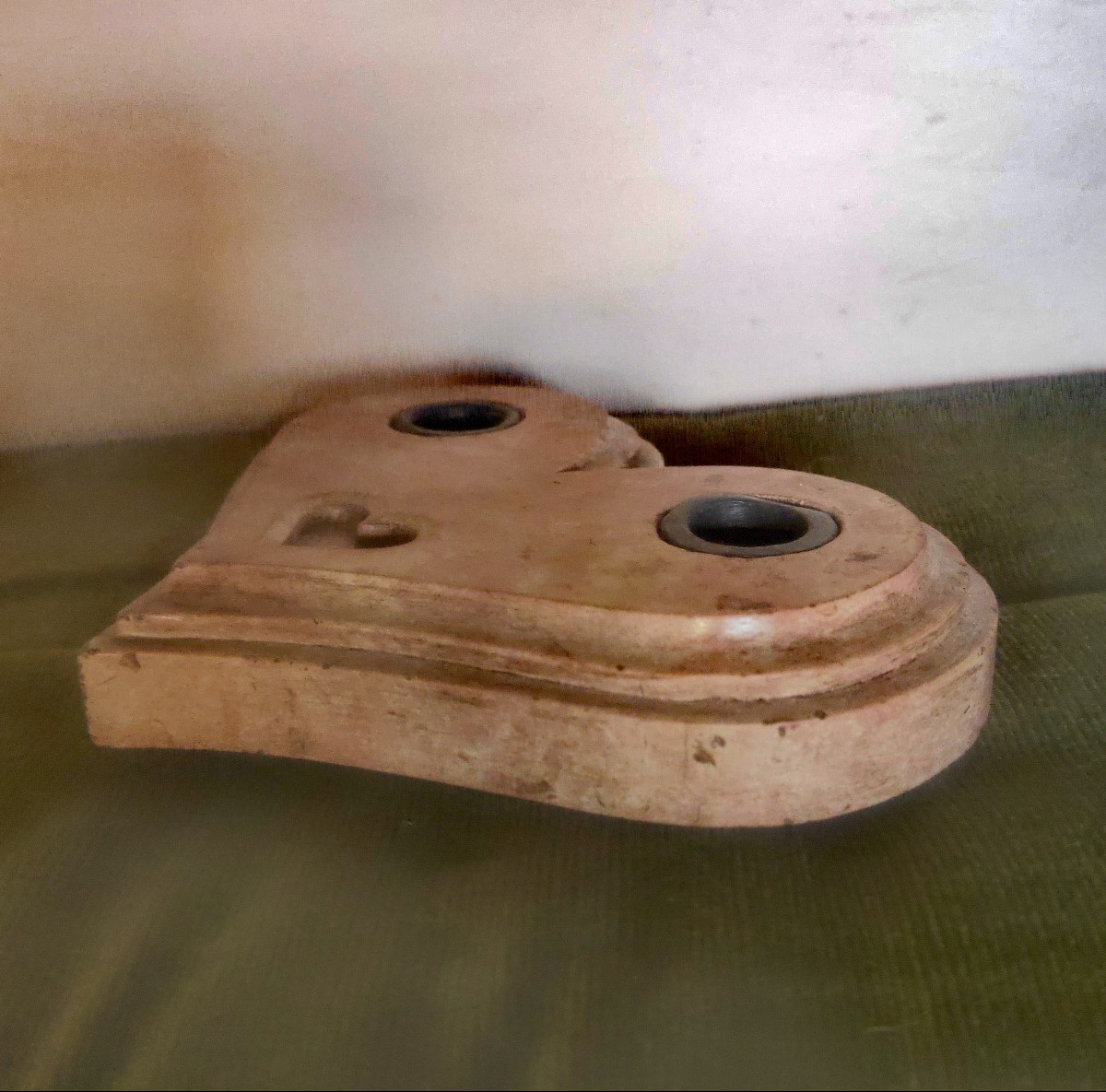 Rare Encrier Cœur, Marbre Rose et Plomb, Europe début XiXe siècle -photo-3