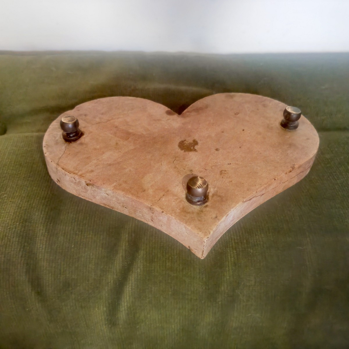 Rare Encrier Cœur, Marbre Rose et Plomb, Europe début XiXe siècle -photo-2