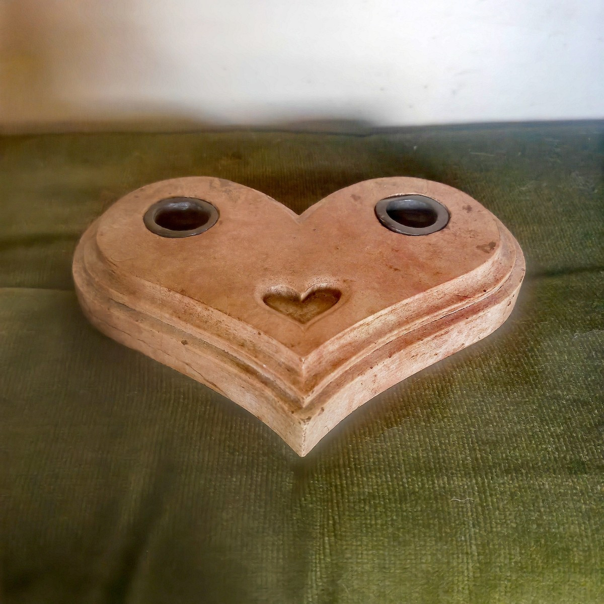 Rare Encrier Cœur, Marbre Rose et Plomb, Europe début XiXe siècle 