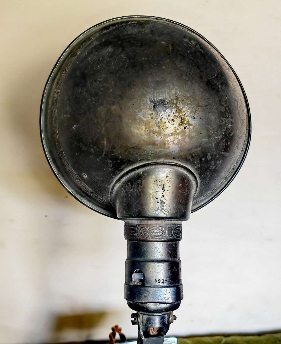 Rare Adjusto Lite Clip Lamp, Patinated Metal, Usa, Circa 1910s-photo-3