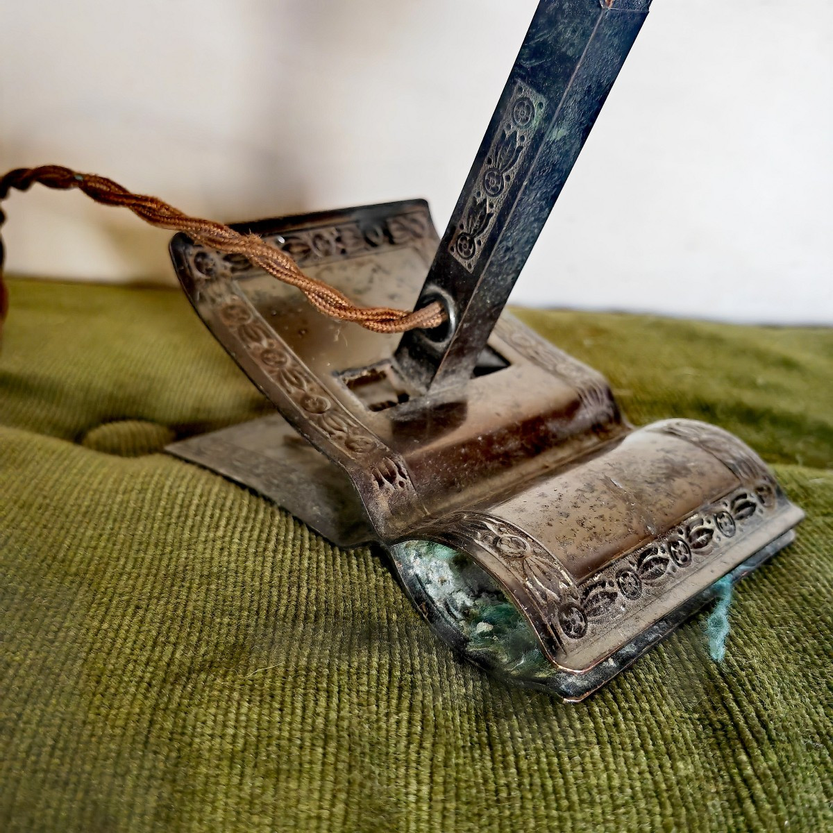 Rare Adjusto Lite Clip Lamp, Patinated Metal, Usa, Circa 1910s-photo-4