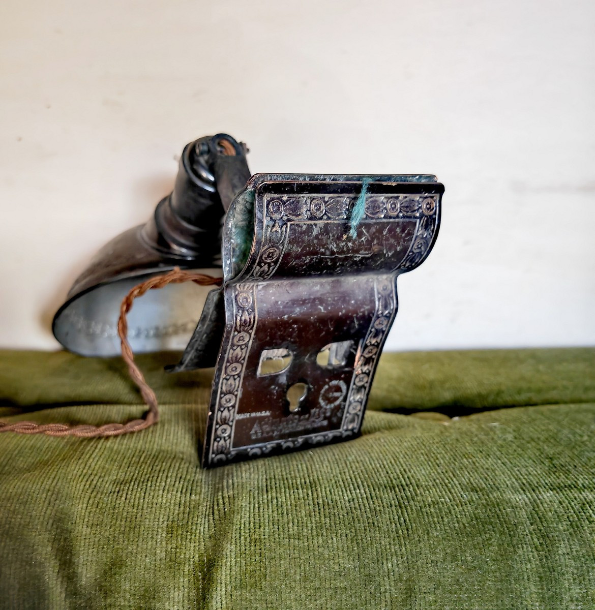 Rare Adjusto Lite Clip Lamp, Patinated Metal, Usa, Circa 1910s-photo-1