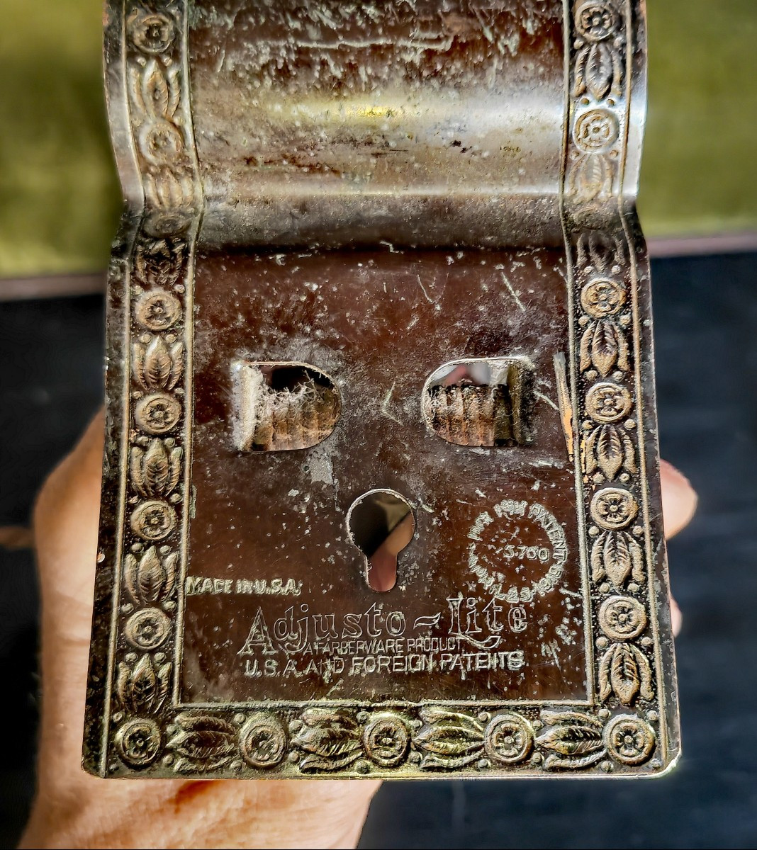 Rare Adjusto Lite Clip Lamp, Patinated Metal, Usa, Circa 1910s-photo-3