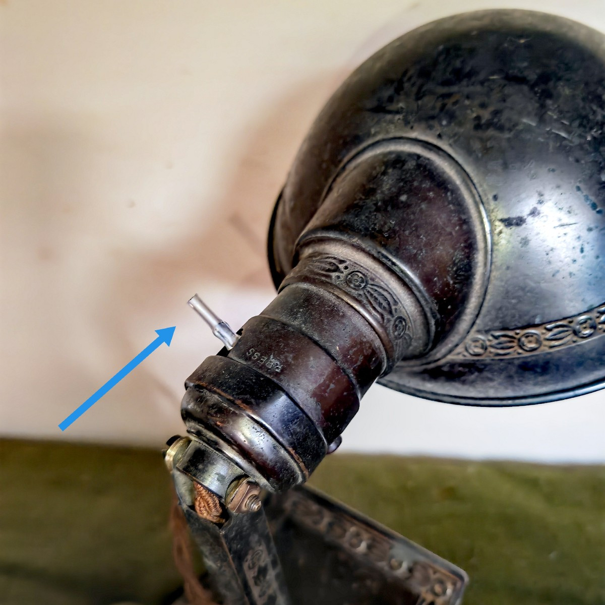 Rare Adjusto Lite Clip Lamp, Patinated Metal, Usa, Circa 1910s-photo-4