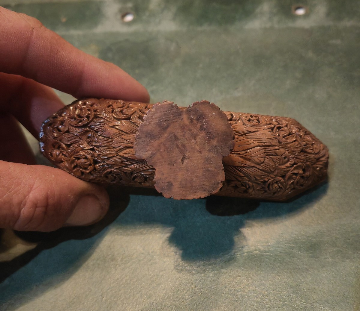 Rare Double Fly Box, Carved Corozo Nut, Integrated Mirrors, Folk Art, Circa 1820-photo-5