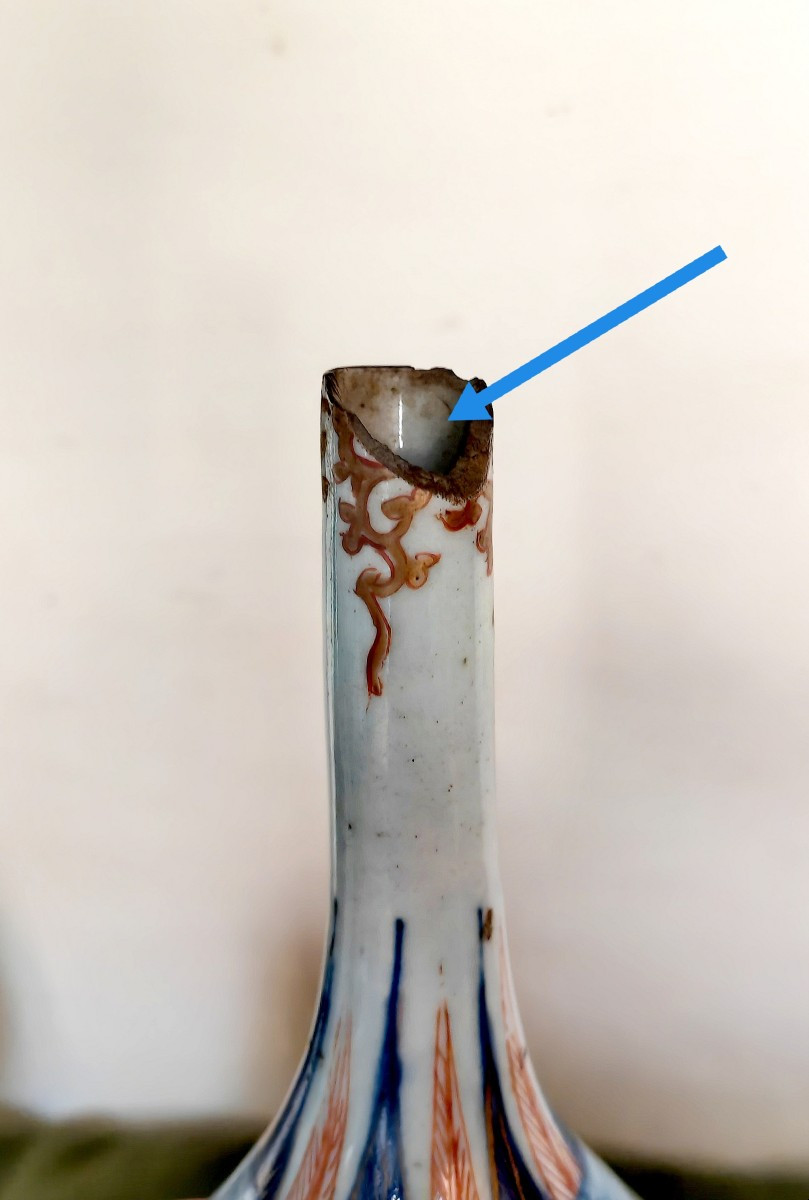 Rare Paire de Vases, Forme Bouteille, Porcelaine Arita, Imari 3 Amis, Japon Edo Circa 1720s-photo-4