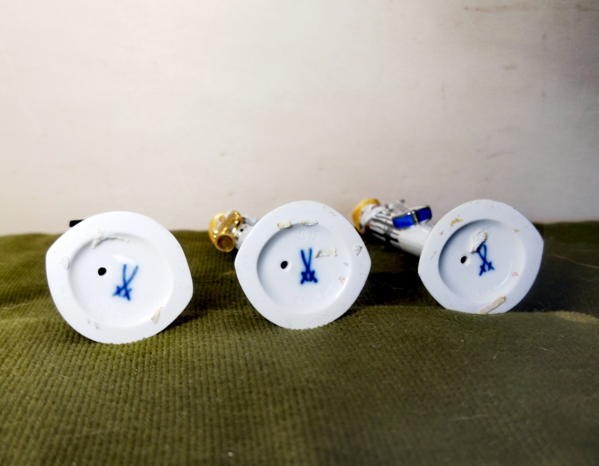 Peter Strang For Meissen, Set Of 3 Porcelain Musicians, Second Half Of The 20thc-photo-2