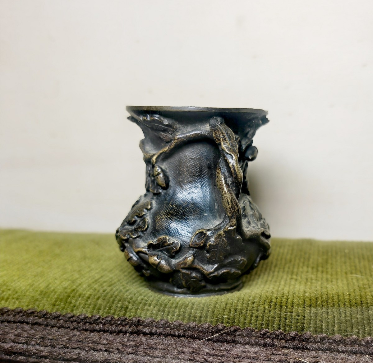Beautiful Bronze Pyrogen, Medallion Patina, Miniature Size, Allegory Of Oak, France XIXe C.-photo-2