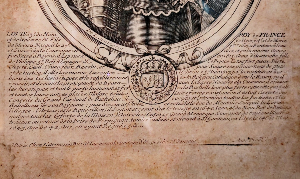 2 Gravures Encadrées, N. De L'armessin, les Rois de France, Louis 13, Henry 4, Début XVIIIe -photo-3