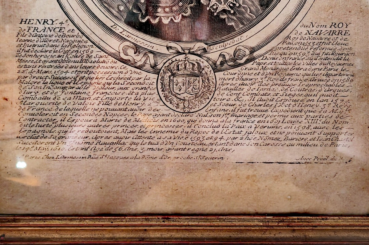 2 Gravures Encadrées, N. De L'armessin, les Rois de France, Louis 13, Henry 4, Début XVIIIe -photo-2