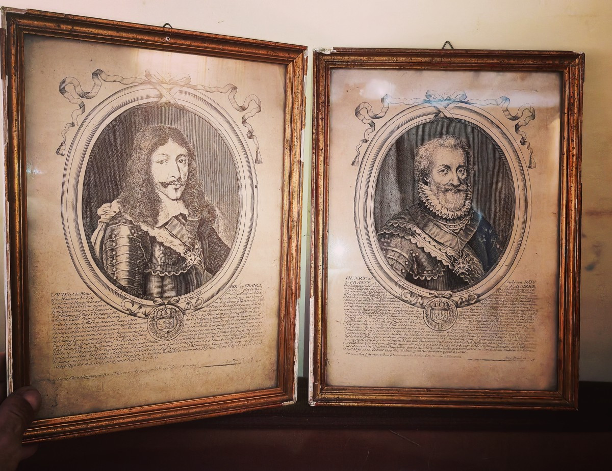 2 Gravures Encadrées, N. De L'armessin, les Rois de France, Louis 13, Henry 4, Début XVIIIe -photo-5