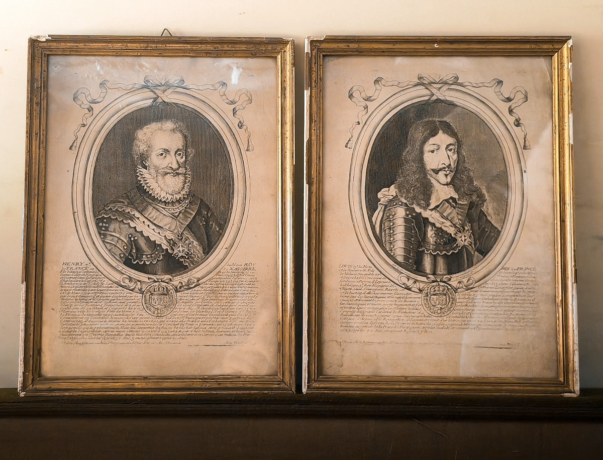 2 Gravures Encadrées, N. De L'armessin, les Rois de France, Louis 13, Henry 4, Début XVIIIe 