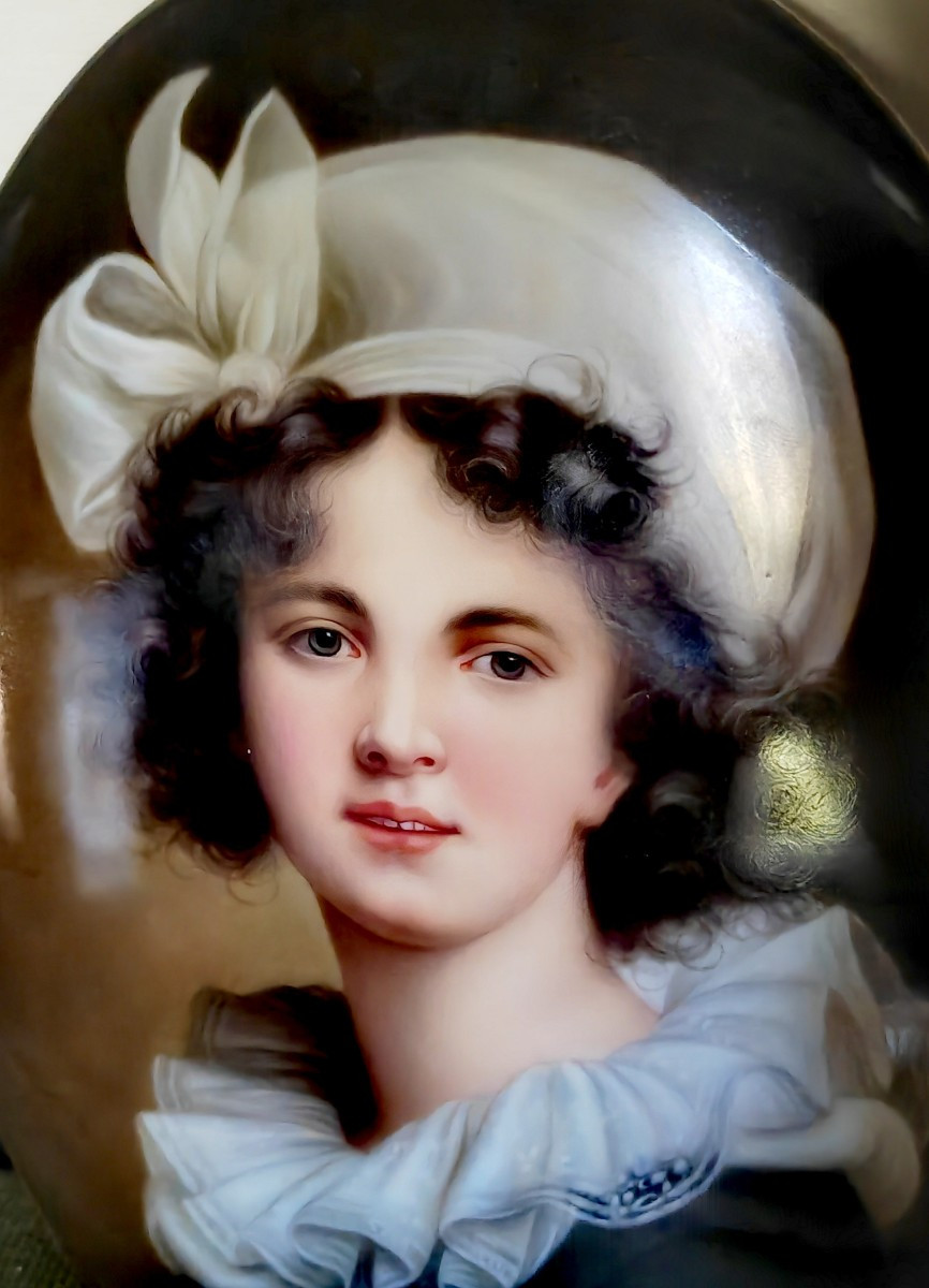Painting Of Great Quality, On Porcelain, Elisabeth Vigée Lebrun, Signature A. Volk, Early 20thc-photo-4