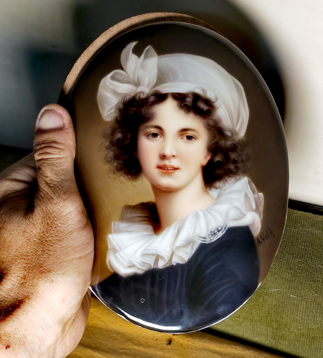 Painting Of Great Quality, On Porcelain, Elisabeth Vigée Lebrun, Signature A. Volk, Early 20thc-photo-4